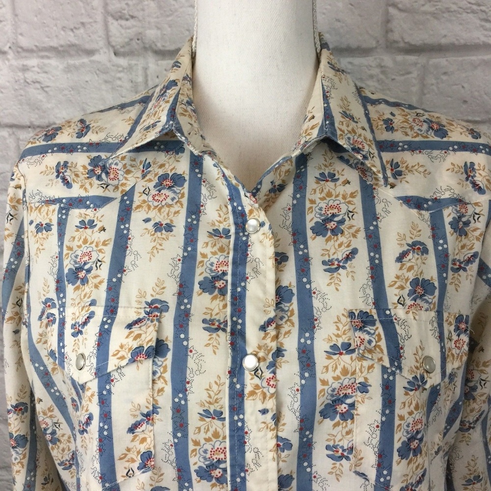 Vintage Roper Pearl Snap Floral Western Shirt Sz L